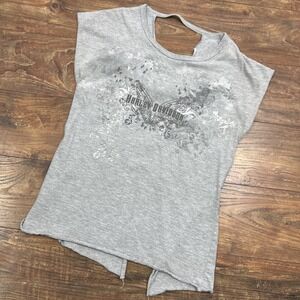 Harley Davidson Womens Large Gray Motorcycle Biker T‎ Shirt Top Tee Sleeveless